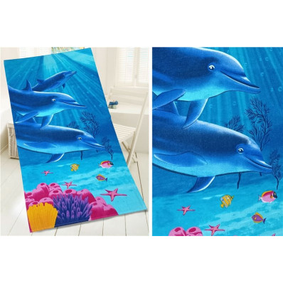 Lekki ręcznik plażowy Dolphins 75x150