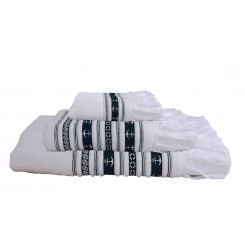 SANTORINI ręczniki 3szt. Kotwice -białe